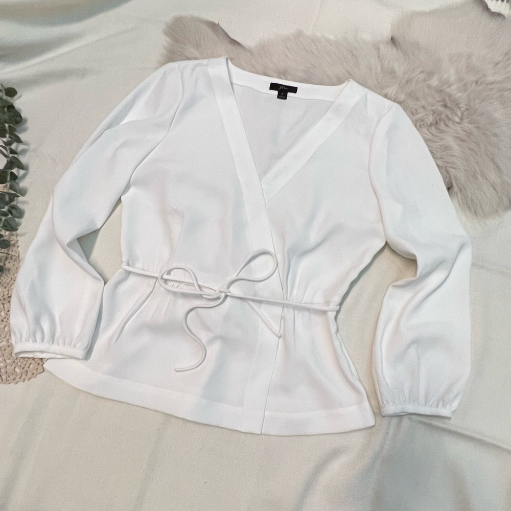 J. Crew white faux wrap top